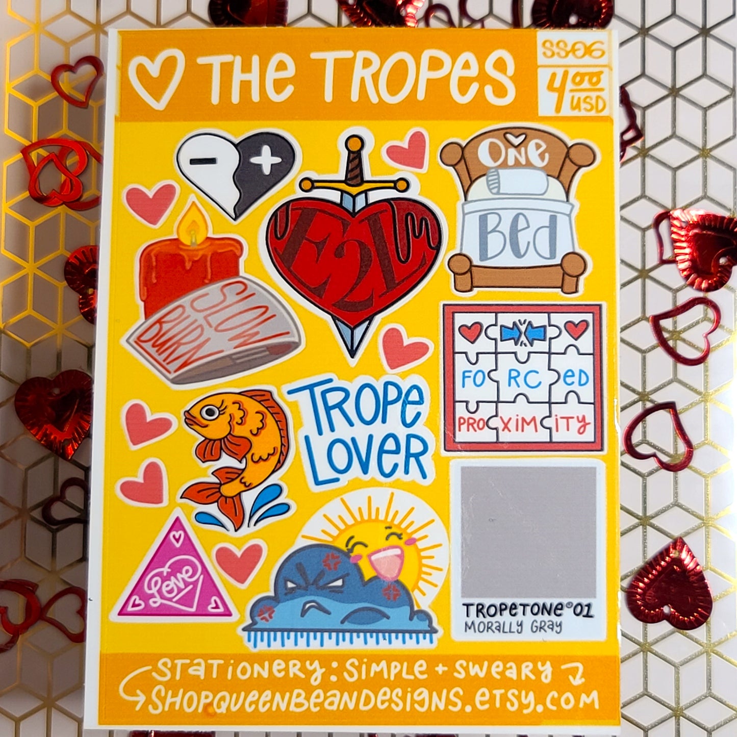 Bookish Series - The Tropes Sticker Sheet - Handmade Mini Vinyl Stickers