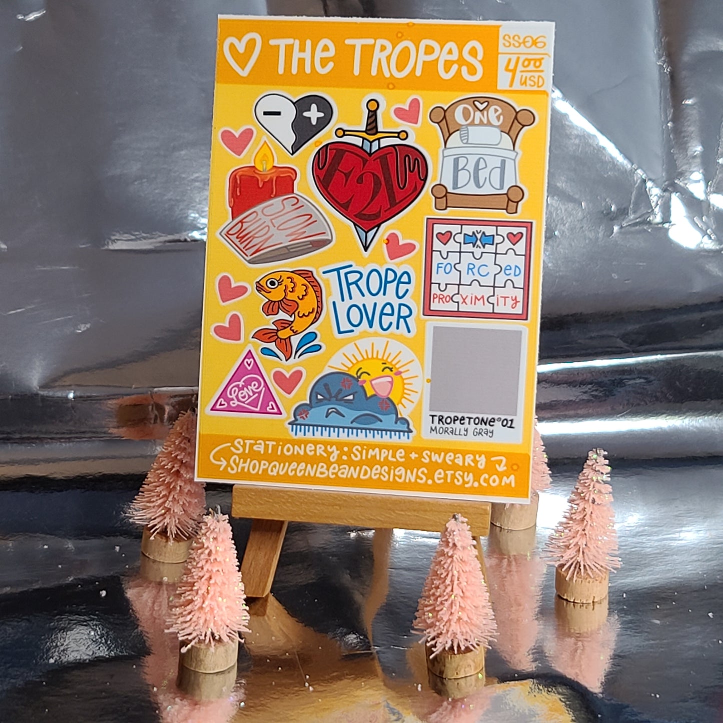 Bookish Series - The Tropes Sticker Sheet - Handmade Mini Vinyl Stickers