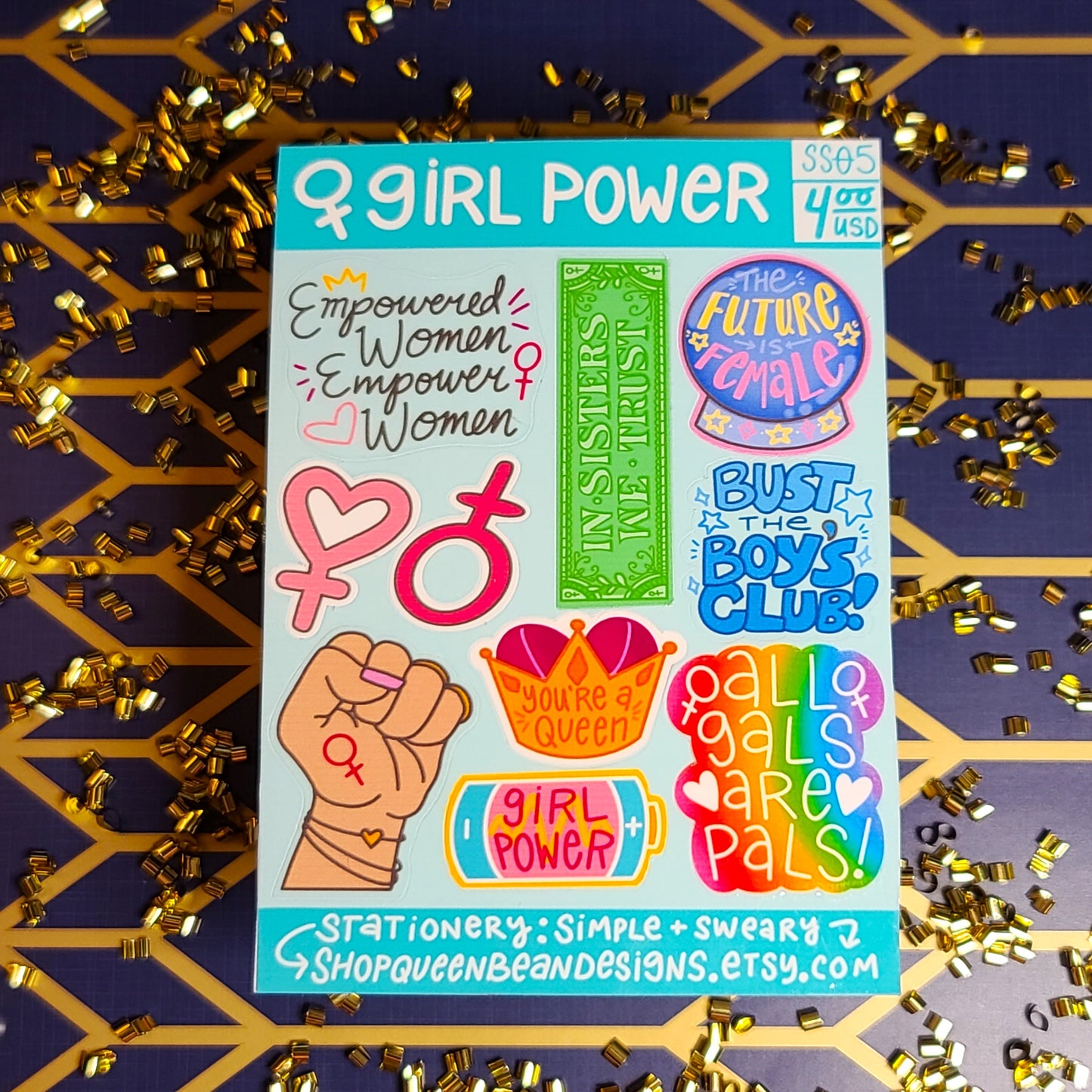 Girl Power Series - Girl Power Sticker Sheet - Handmade Mini Vinyl Stickers