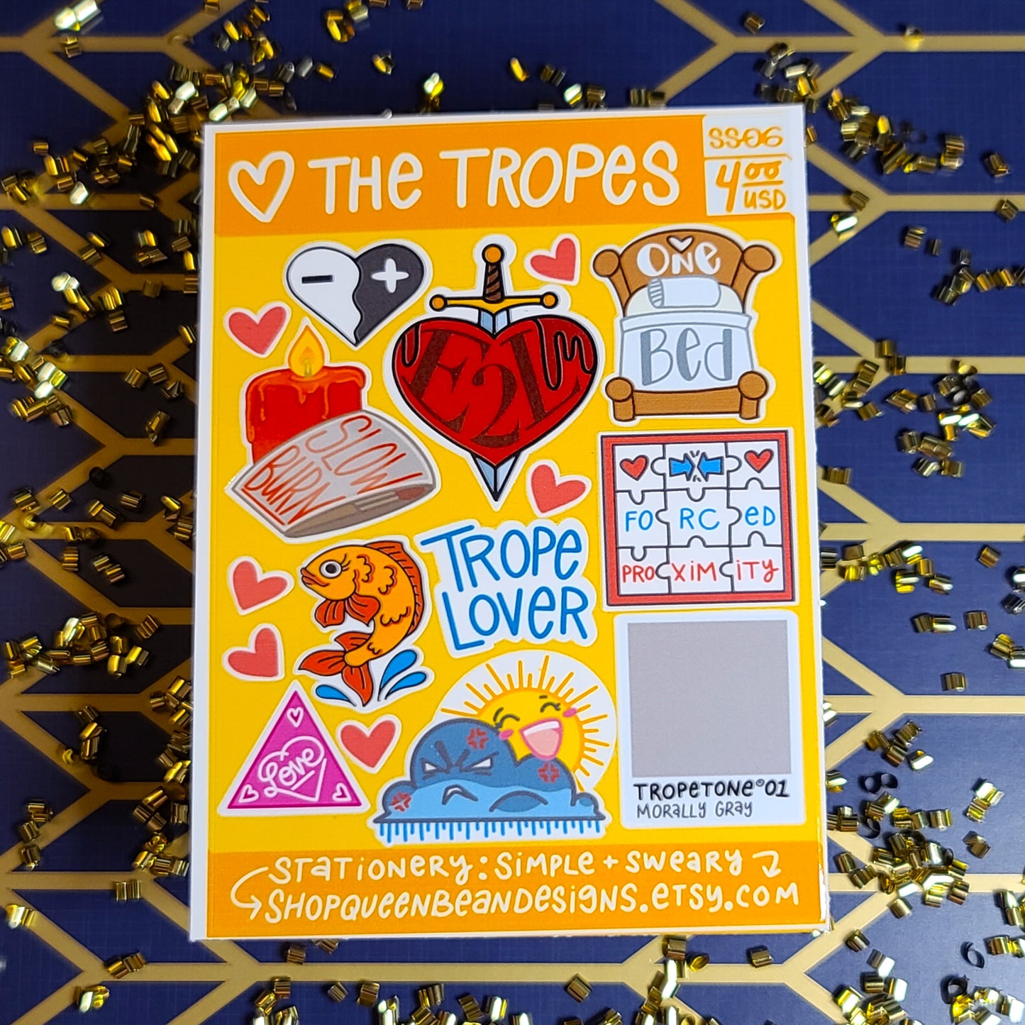 Bookish Series - The Tropes Sticker Sheet - Handmade Mini Vinyl Stickers