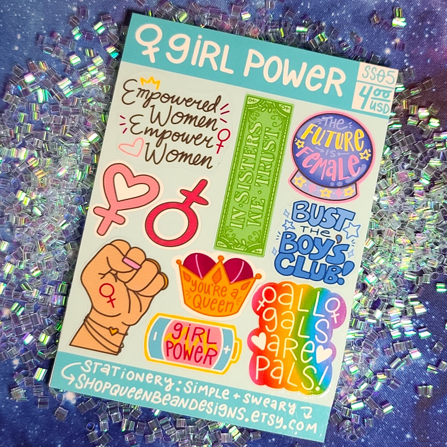 Girl Power Series - Girl Power Sticker Sheet - Handmade Mini Vinyl Stickers
