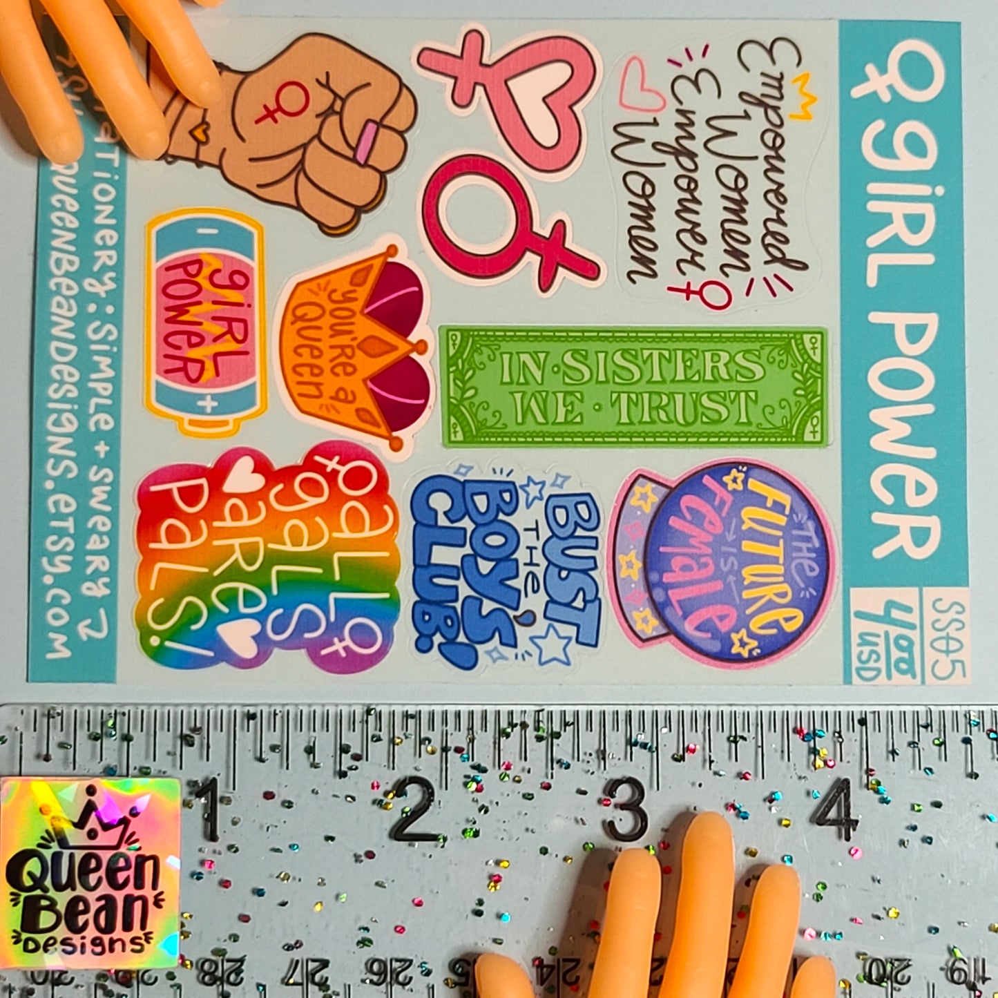 Girl Power Series - Girl Power Sticker Sheet - Handmade Mini Vinyl Stickers