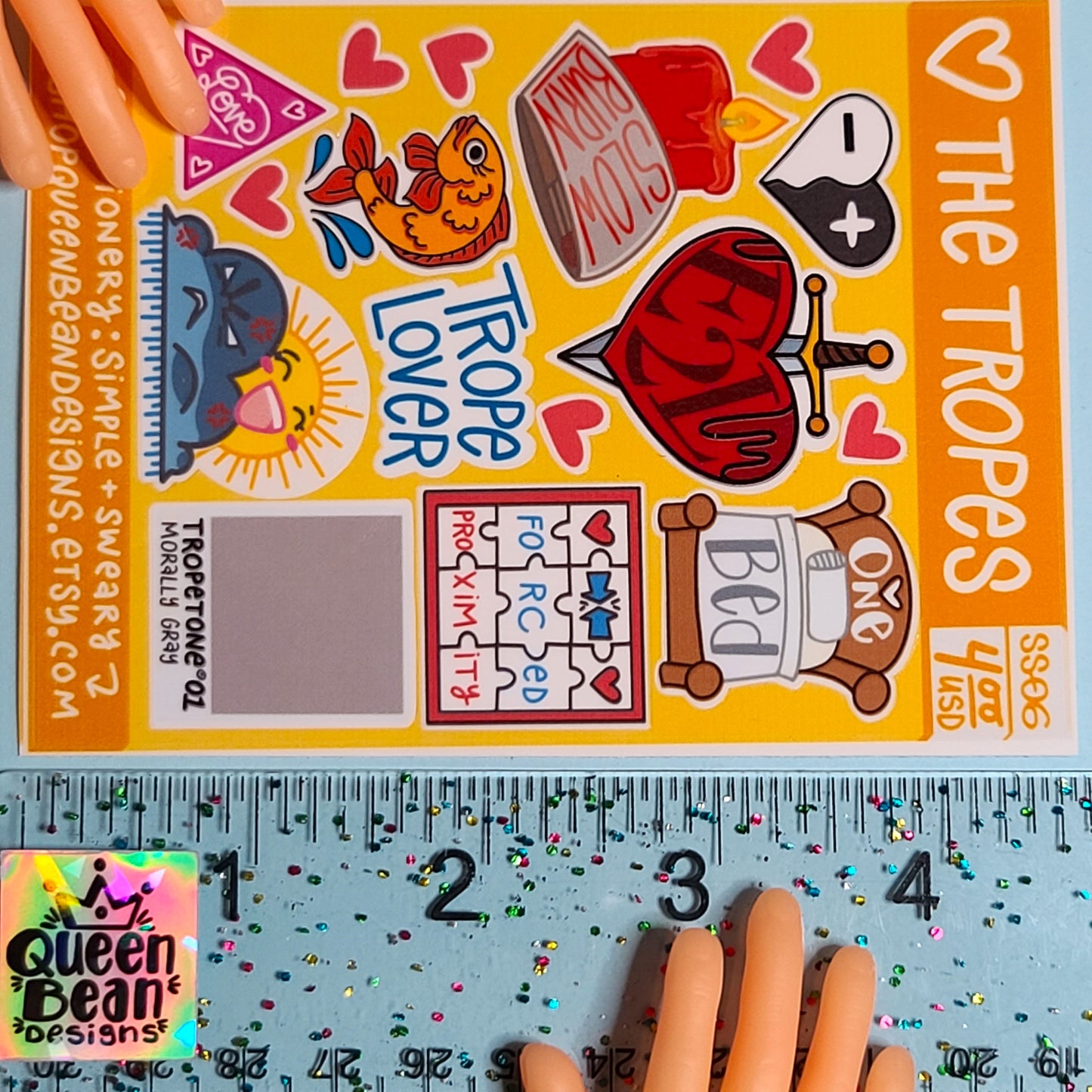 Bookish Series - The Tropes Sticker Sheet - Handmade Mini Vinyl Stickers