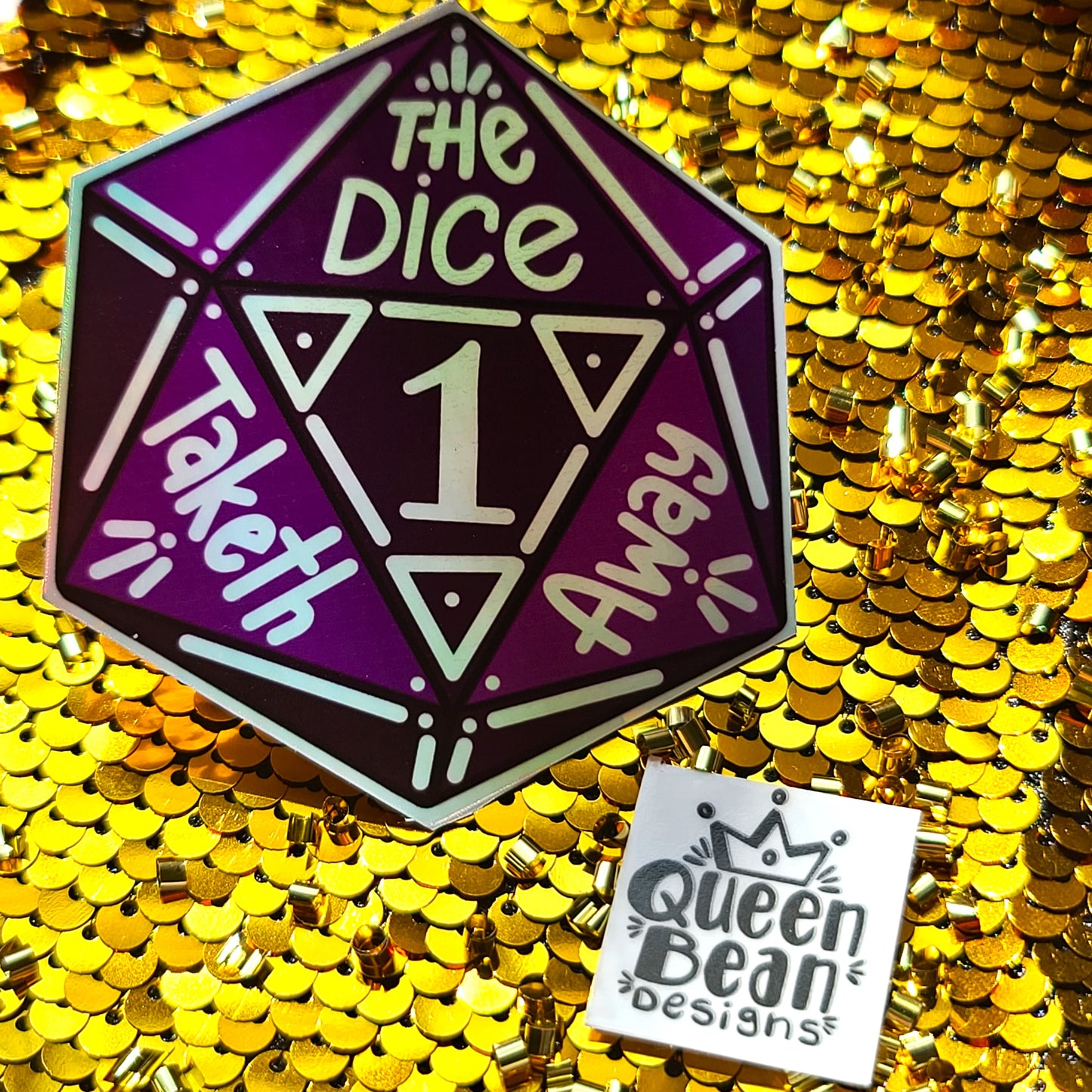 Cozy Gamer Series - The Dice Taketh Away D20 - Handmade Vinyl Sticker