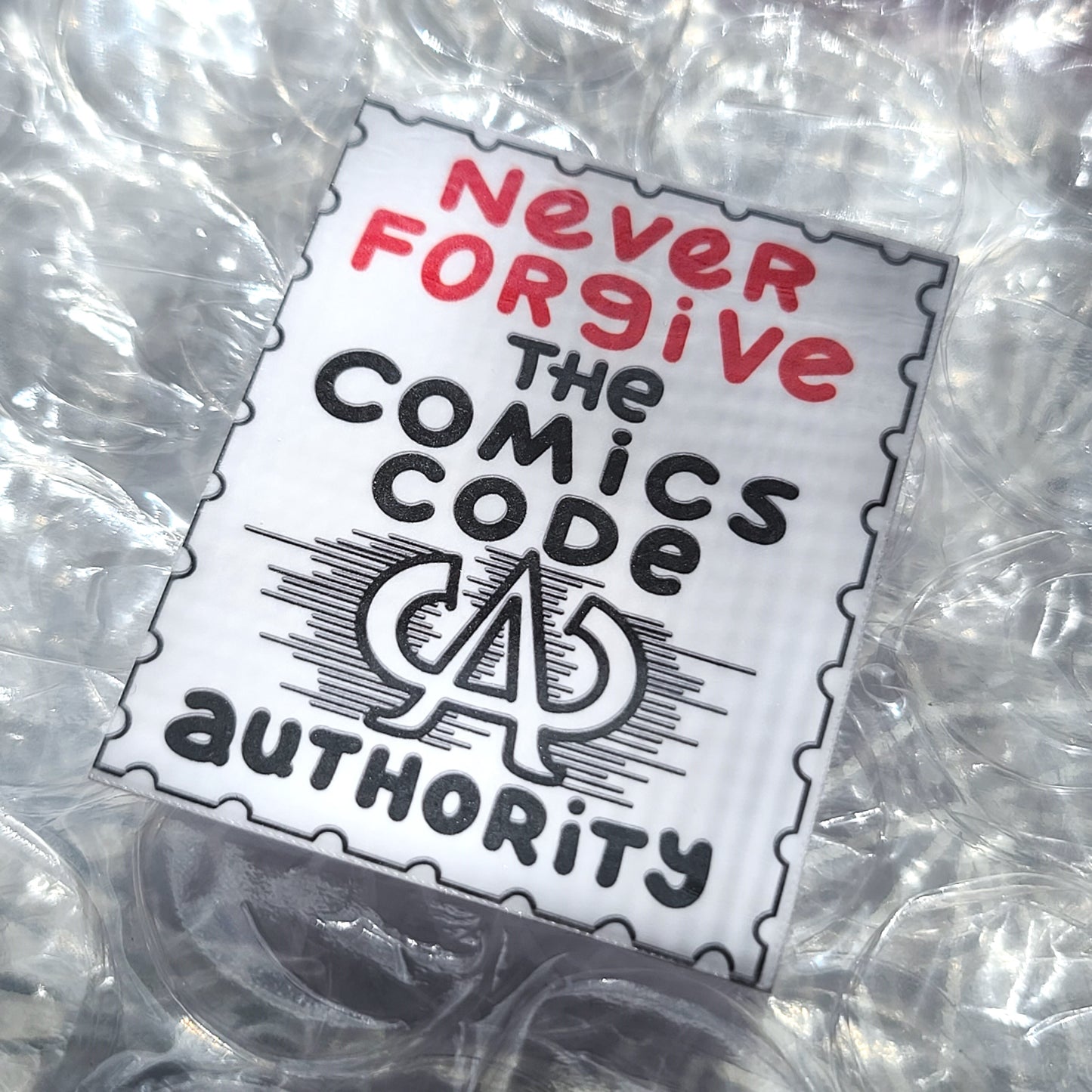 Bookish Series - CCA Never Forgive the Comic Code Authority - Handmade Vinyl Sticker