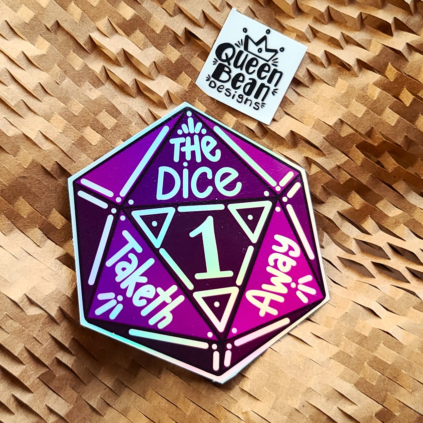 Cozy Gamer Series - The Dice Taketh Away D20 - Handmade Vinyl Sticker