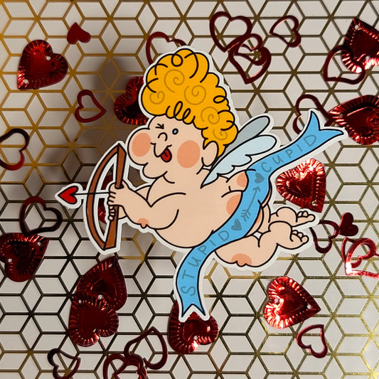 Valentine's - Stupid Cupid - Handmade Vinyl Sticker