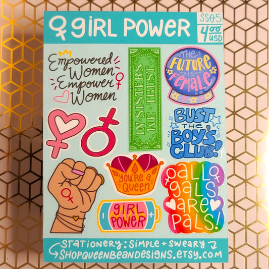 Girl Power Series - Girl Power Sticker Sheet - Handmade Mini Vinyl Stickers