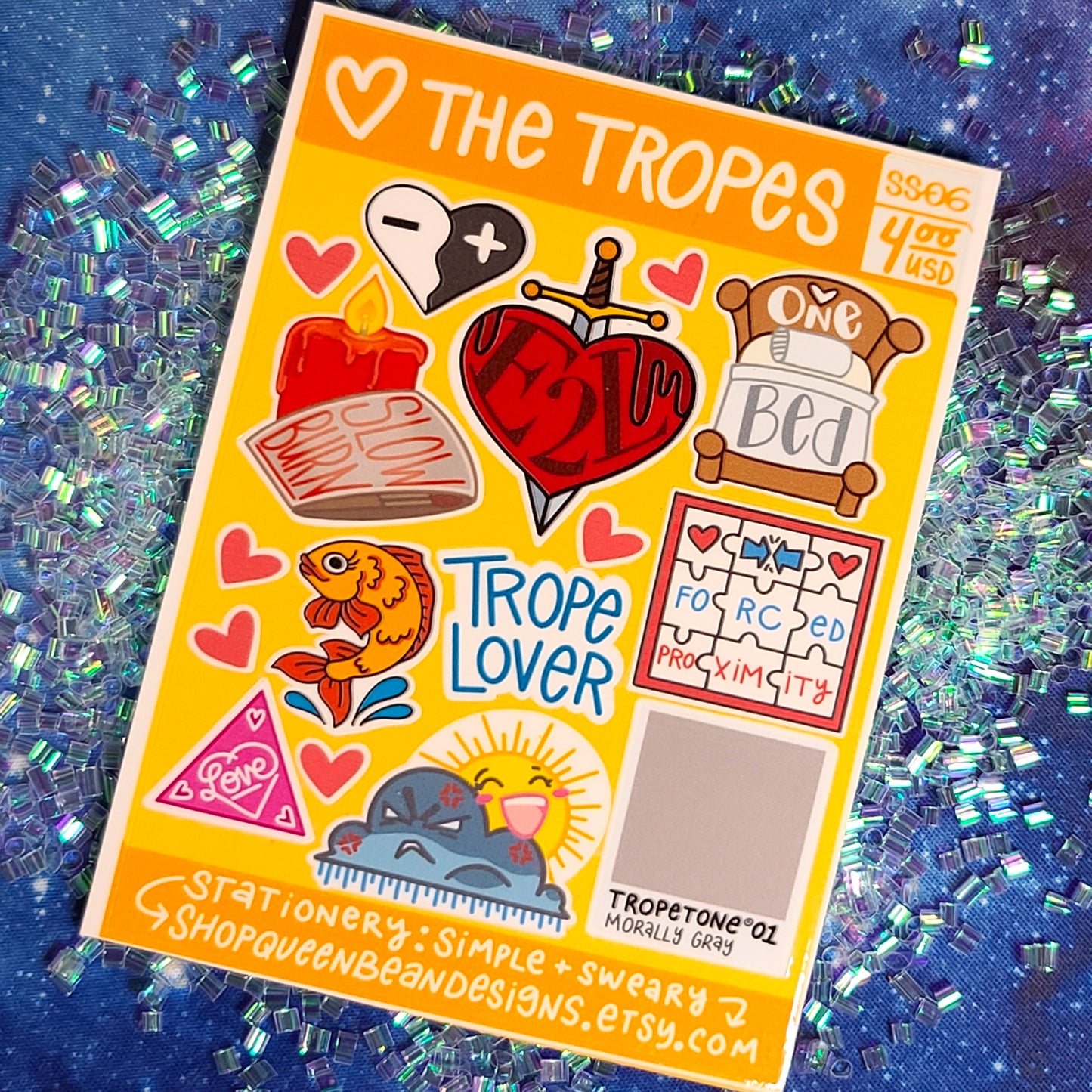 Bookish Series - The Tropes Sticker Sheet - Handmade Mini Vinyl Stickers