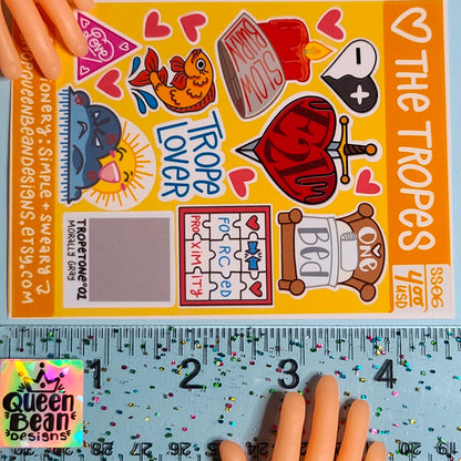 Bookish Series - The Tropes Sticker Sheet - Handmade Mini Vinyl Stickers