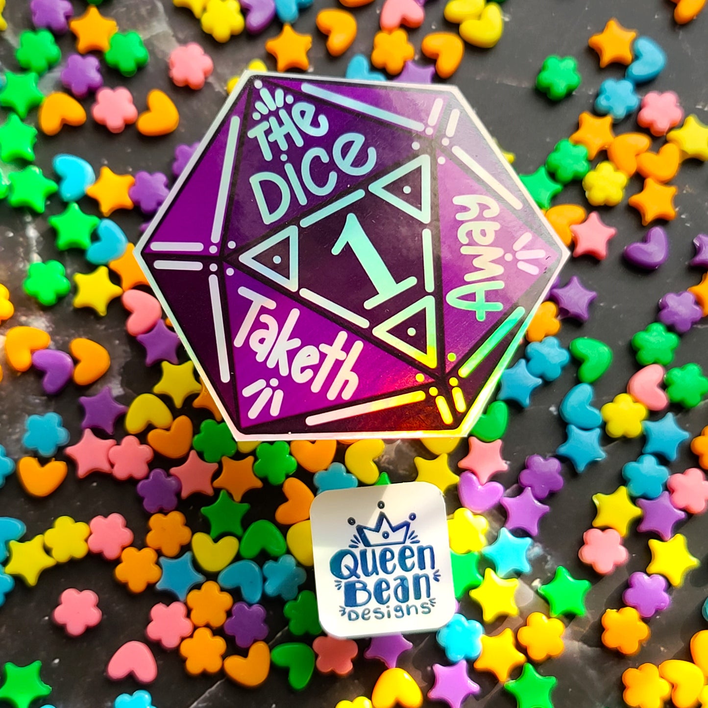Cozy Gamer Series - The Dice Taketh Away D20 - Handmade Vinyl Sticker