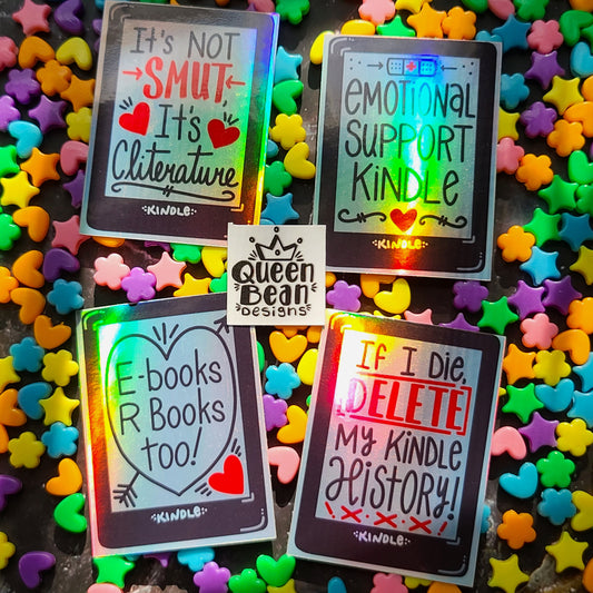 Bookish Series - Kindle Stickers - Handmade Book Lover Vinyl Stickers